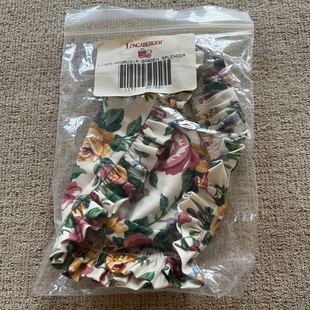 Longaberger Ambrosia Garden Splendor Basket Liner Floral Ruffle 207881 NEW
